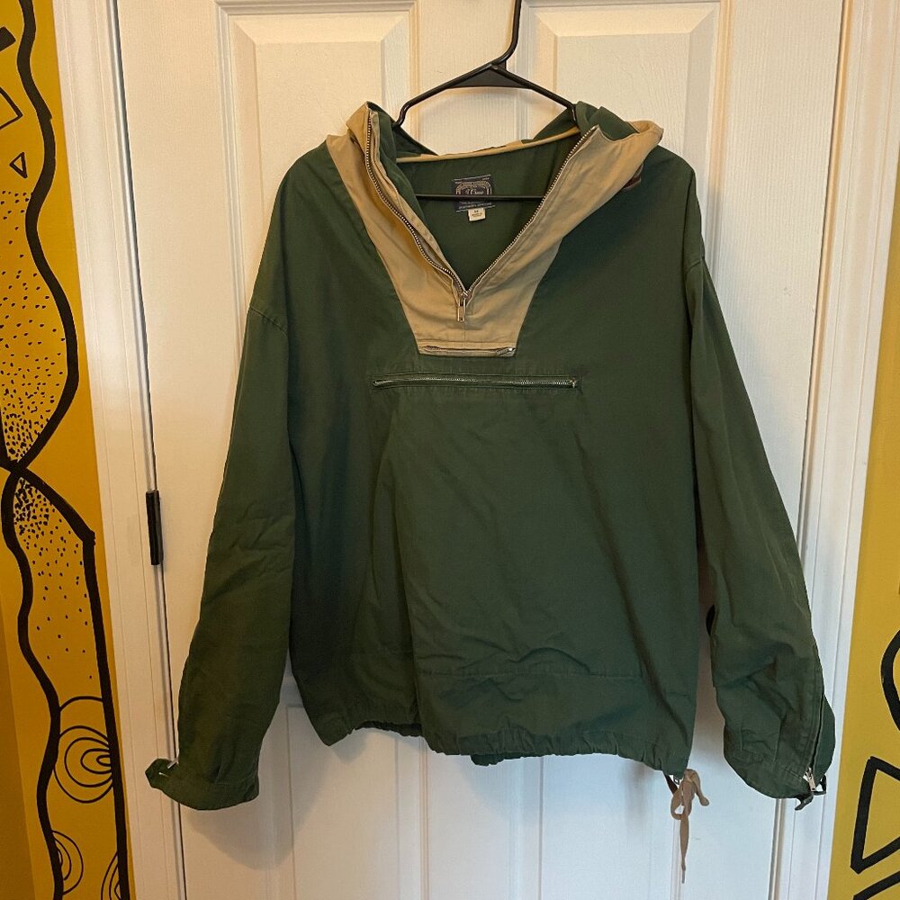 J Crew Two-Tone Green and Tan Half Zip Up Jacket - Mens Size Medium